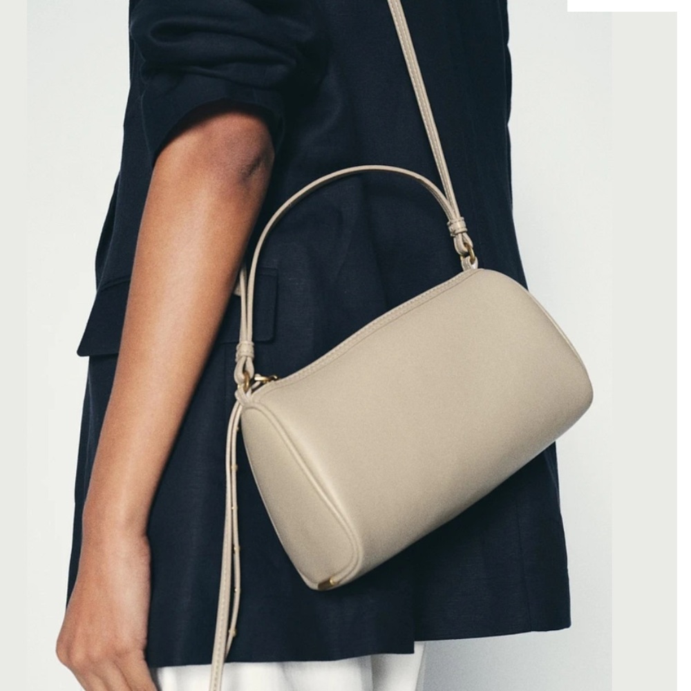 ZARA MINI STUD DETAILED CROSSBODY BAG BEIGE TAN